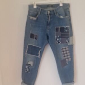 Lauren Ralph Lauren Blue Patchwork Relaxed Jeans